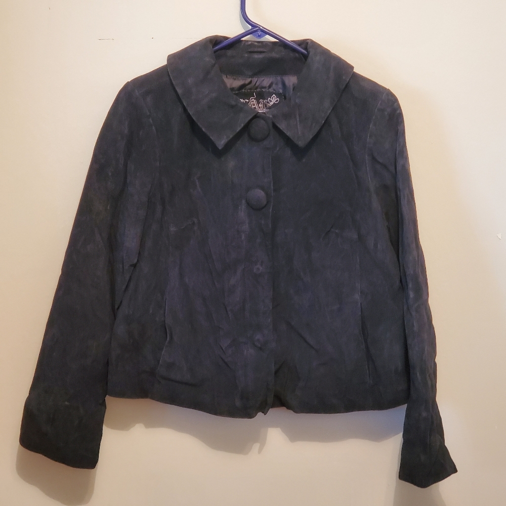 Live A Little Womens Jacket Medium Black Suede Leather